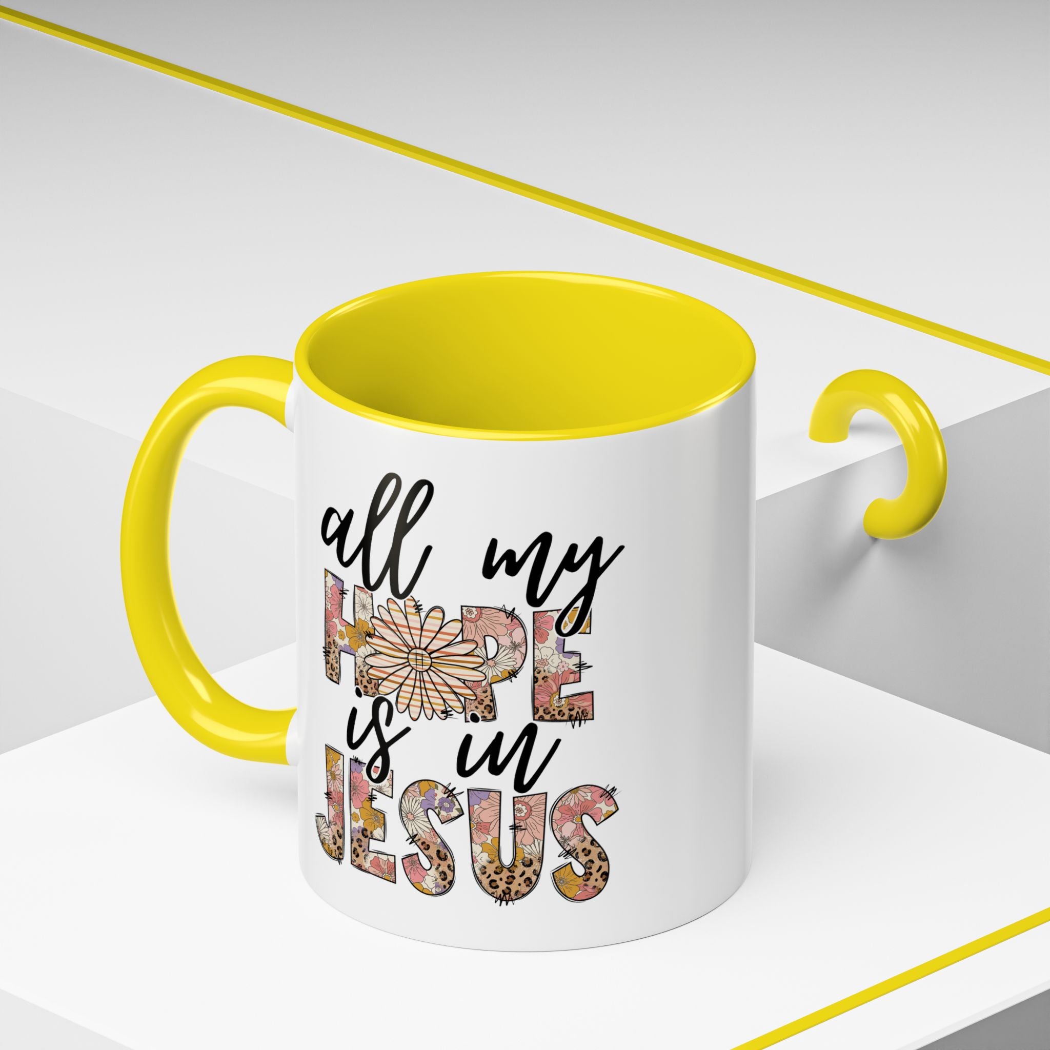 Coffee Mug — "All My Hope is in Jesus" Floral Accent Mug