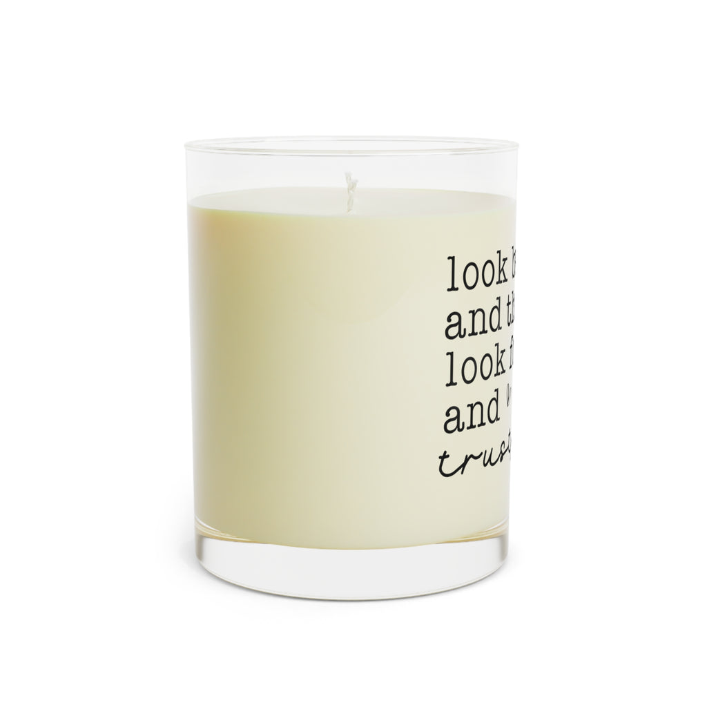 Faith-Inspired Scented Candle, 11oz Glass — "Look Back and Thank God, Look Forward and Trust God"